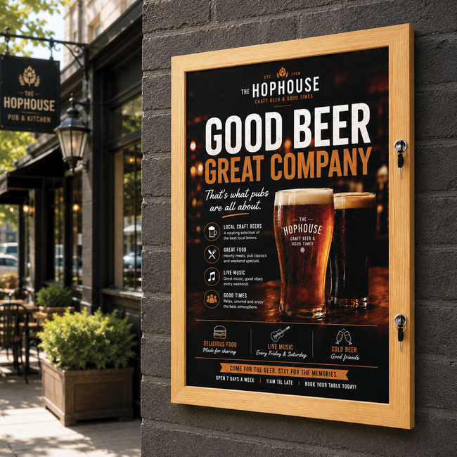 Light Wood A0 Lockable Water Resistant Showboard