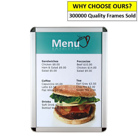 A1 Round Cornered Silver Snap Frame