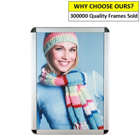 A4 Round Cornered Silver Snap Frame