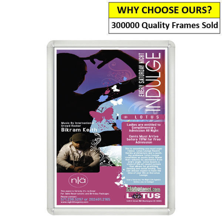 Silver A1 Slim Round Cornered 25mm Snap Frame 