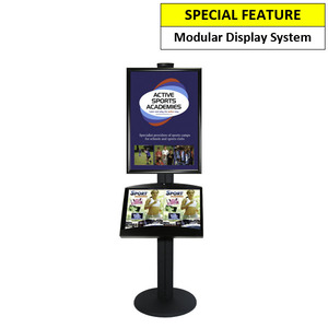 A2 Frame with 1 Brochure Trays on Black Combo Pole 1450mm High - Single Sided
