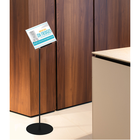 QR Sign and Poster Stand Angled A4 Landscape Angled on 960mm pole