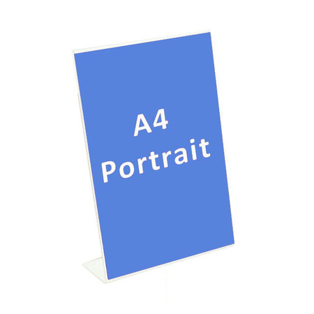 SINGLED SIDED L-SHAPE ANGLED SIGN HOLDER - A4 PORTRAIT