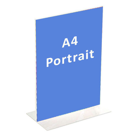 DOUBLE SIDED T-SHAPE SIGN HOLDER - A4 PORTRAIT