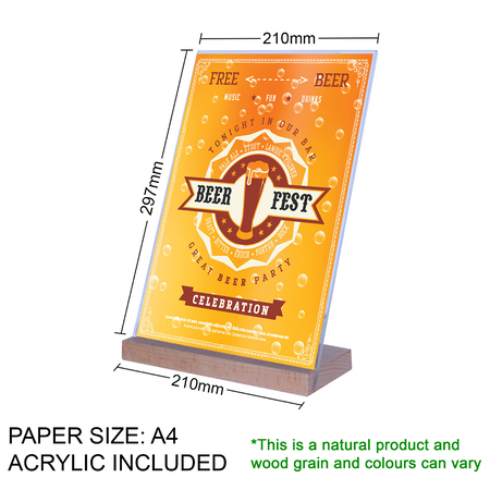 Wood A4 Angled Sign Holder