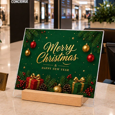 Wood A4 Landscape Angled Sign Holder