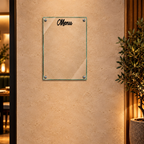 Glass Board with Menu Printed 600 x 400mm