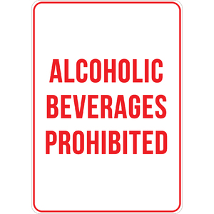 PRINTED ALUMINUM A5 SIGN - Alcoholic Beverages Prohibited Sign