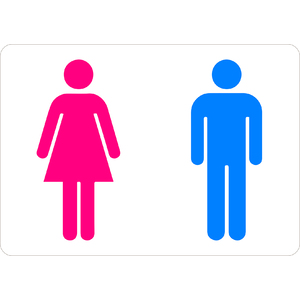 PRINTED ALUMINUM A2 SIGN - Men Women Toilet Pink and Blue Sign
