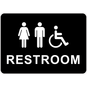 PRINTED ALUMINUM A2 SIGN - Restroom Men Women Handicap Sign