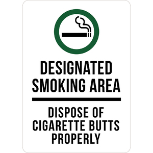 PRINTED ALUMINUM A2 SIGN - Please Do Not Throw Cigarettes Sign