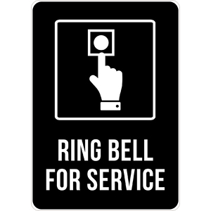 PRINTED ALUMINUM A3 SIGN - Ring Bell For Service Sign