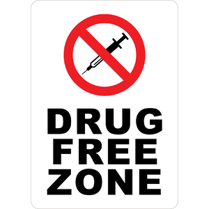 PRINTED ALUMINUM A5 SIGN - Drug Free Zone Sign