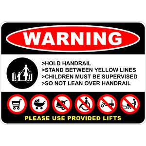 PRINTED ALUMINUM A3 SIGN - Please Use Lifts Provided Sign