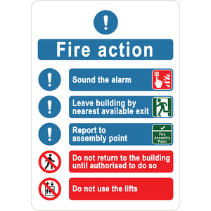 PRINTED ALUMINUM A3 SIGN - Fire Action Sign