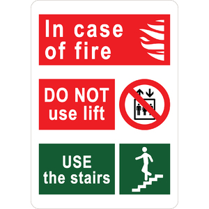 PRINTED ALUMINUM A5 SIGN - In Case Of Fire Use Staires Sign