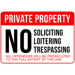 PRINTED ALUMINUM A5 SIGN - No Loitering Sign