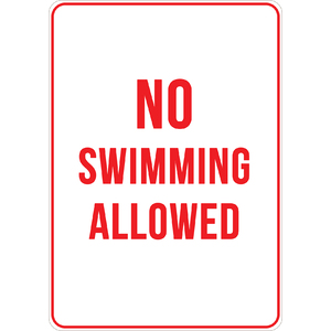 PRINTED ALUMINUM A3 SIGN - No Swimming Allowed Sign