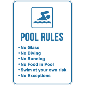 PRINTED ALUMINUM A4 SIGN - Follow The Pool Rules Sign