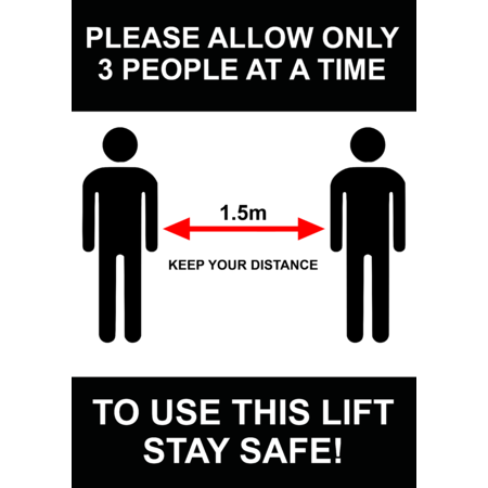 PRINTED ALUMINIUM A2 SIGN - Distance Lift Sign Black