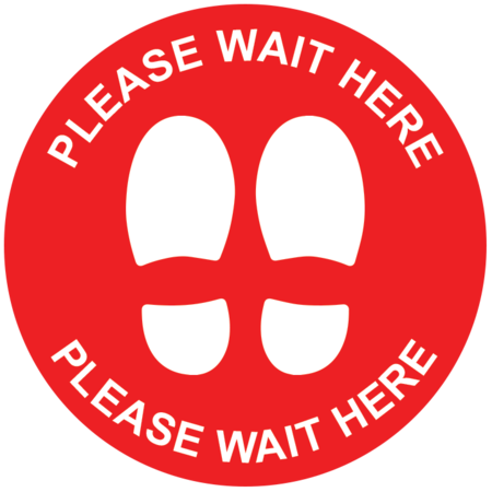 Pack of 10 - Hard Floor Red Commercial Grade Marking Sign 250mm - Please Wait Here 