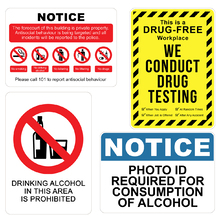 A3 Metal Drugs and Alcohol Signs