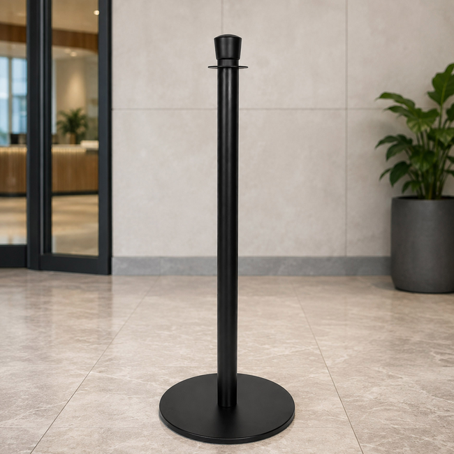 Black Rope Barrier Poles