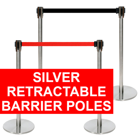 Silver Retractable Barrier Pole