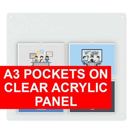 A3 Pockets on  Clear Acrylic Panel