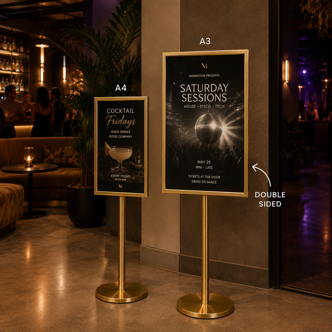 Ezi Pole Vertical Gold Steel Sign