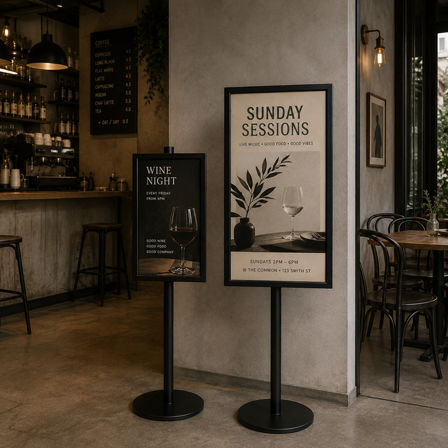 Ezi Pole Vertical Black Steel Sign