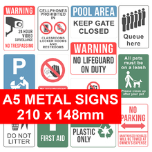 A5 Metal Printed Signs